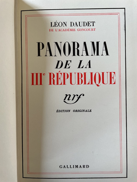 Panorama de la IIIe République, Edition orginale