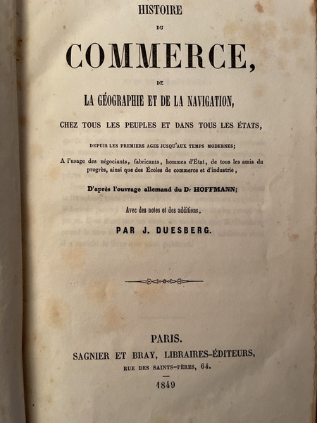 Histoire du Commerce, de la Géographie et de la Navigation