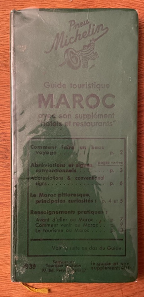 Guide vert Michelin Maroc 1939