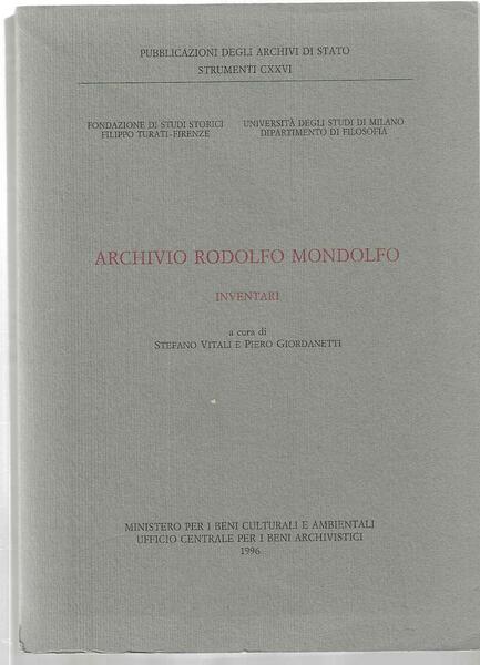 Archivio Rodolfo Mondolfo: inventari.