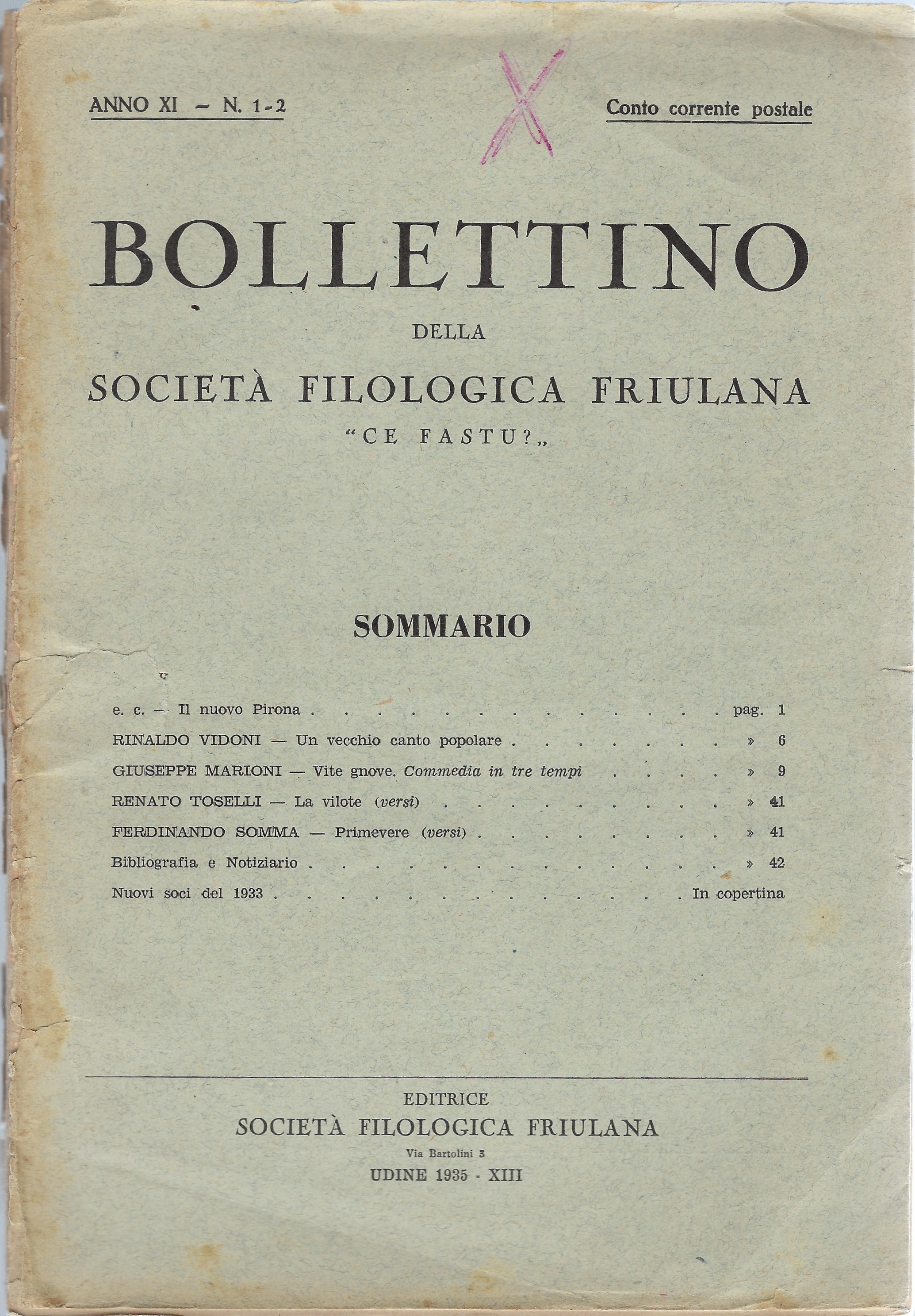 "Ce fastu?" Bollettino della Società filologica friulana Anno XI - …