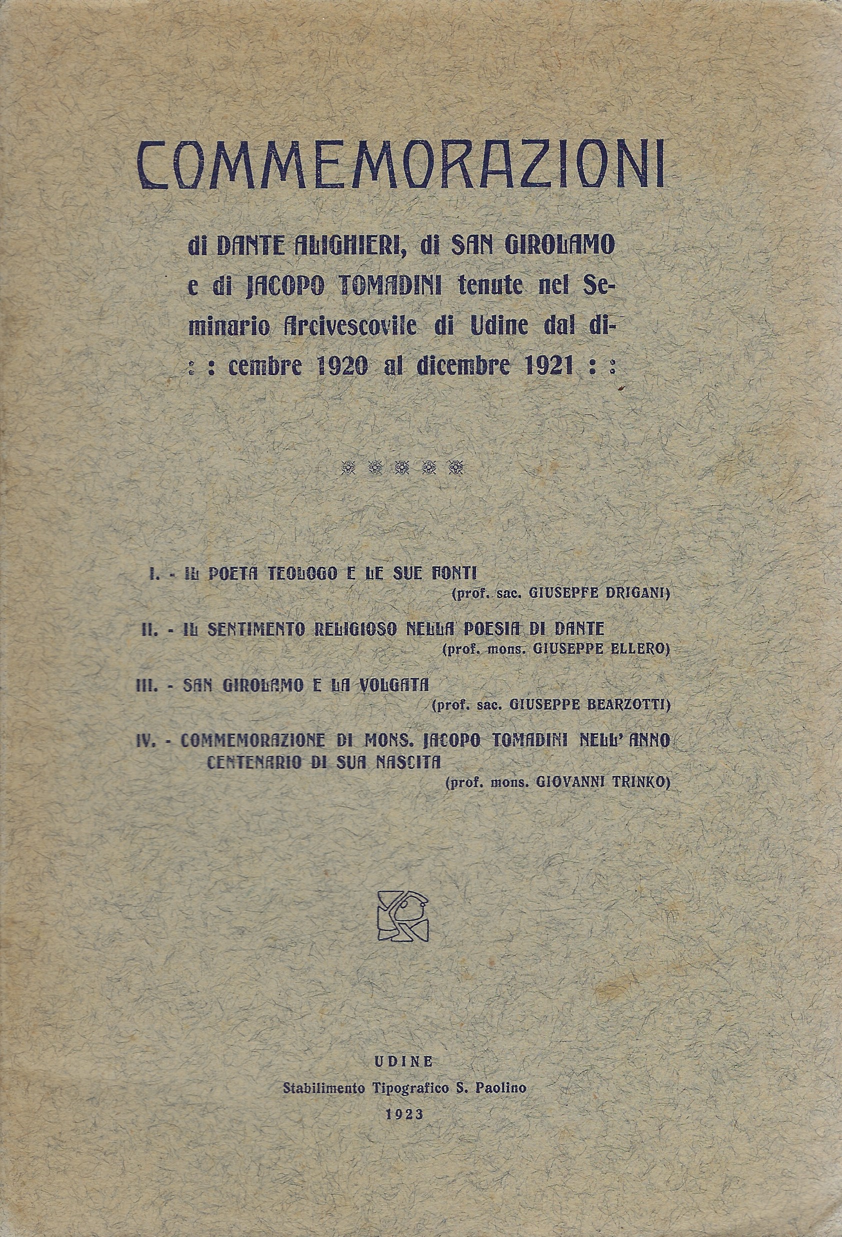 Commemorazioni di Dante Alighieri, di San Girolamo e di Jacopo …