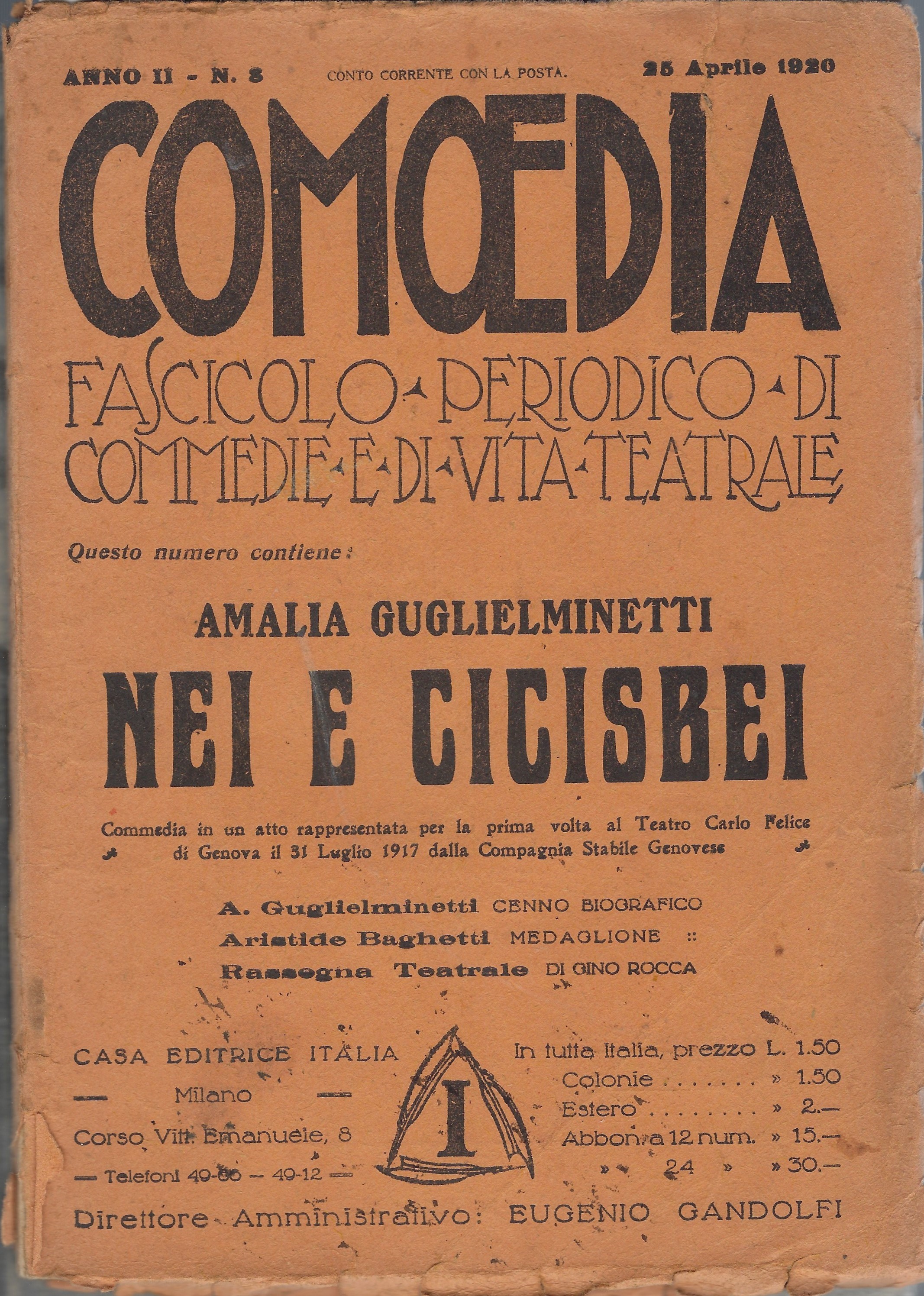 Comoedia - Periodico di commedie e di vita teatrale. N …