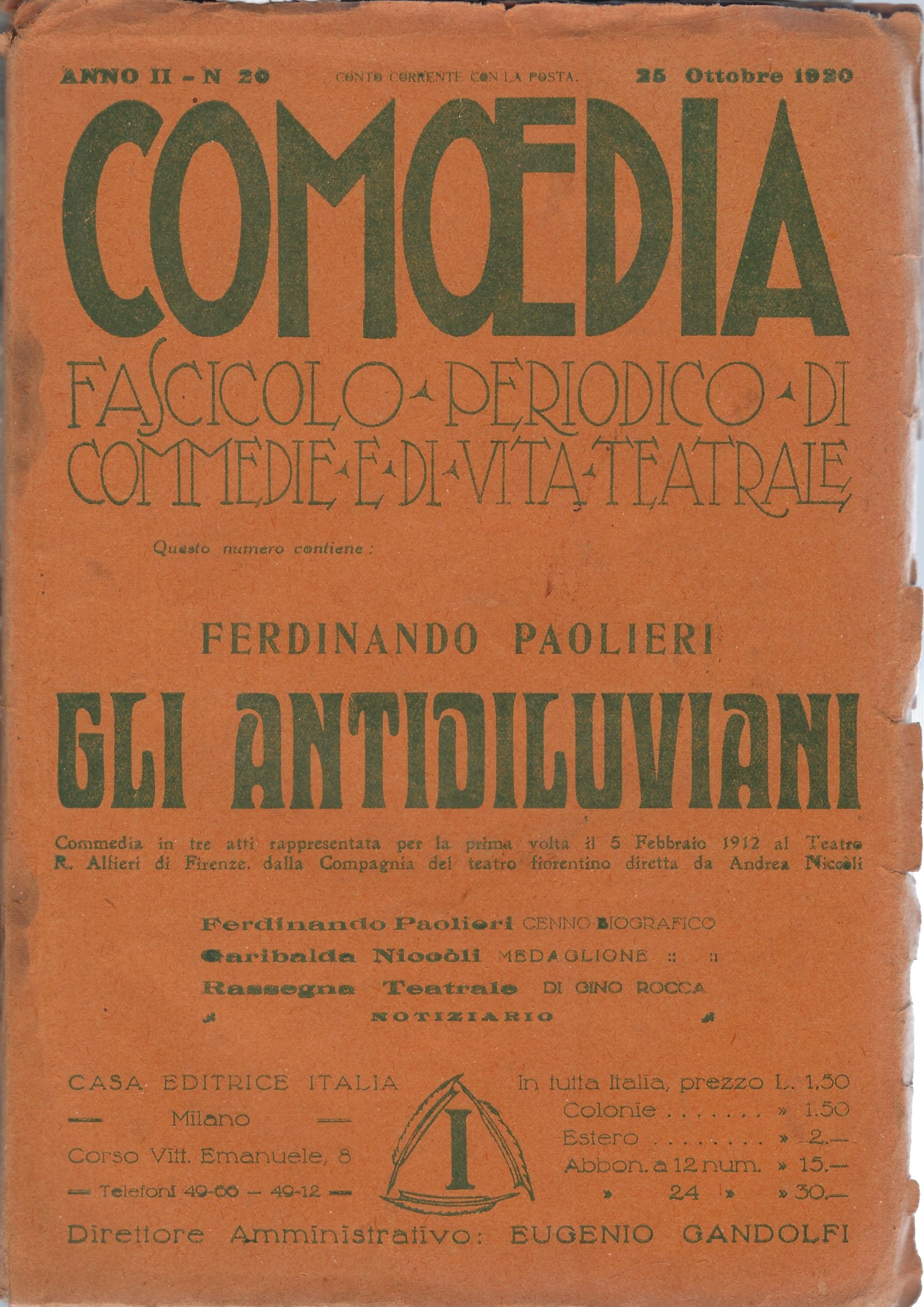 Comoedia - Periodico di commedie e di vita teatrale. N …