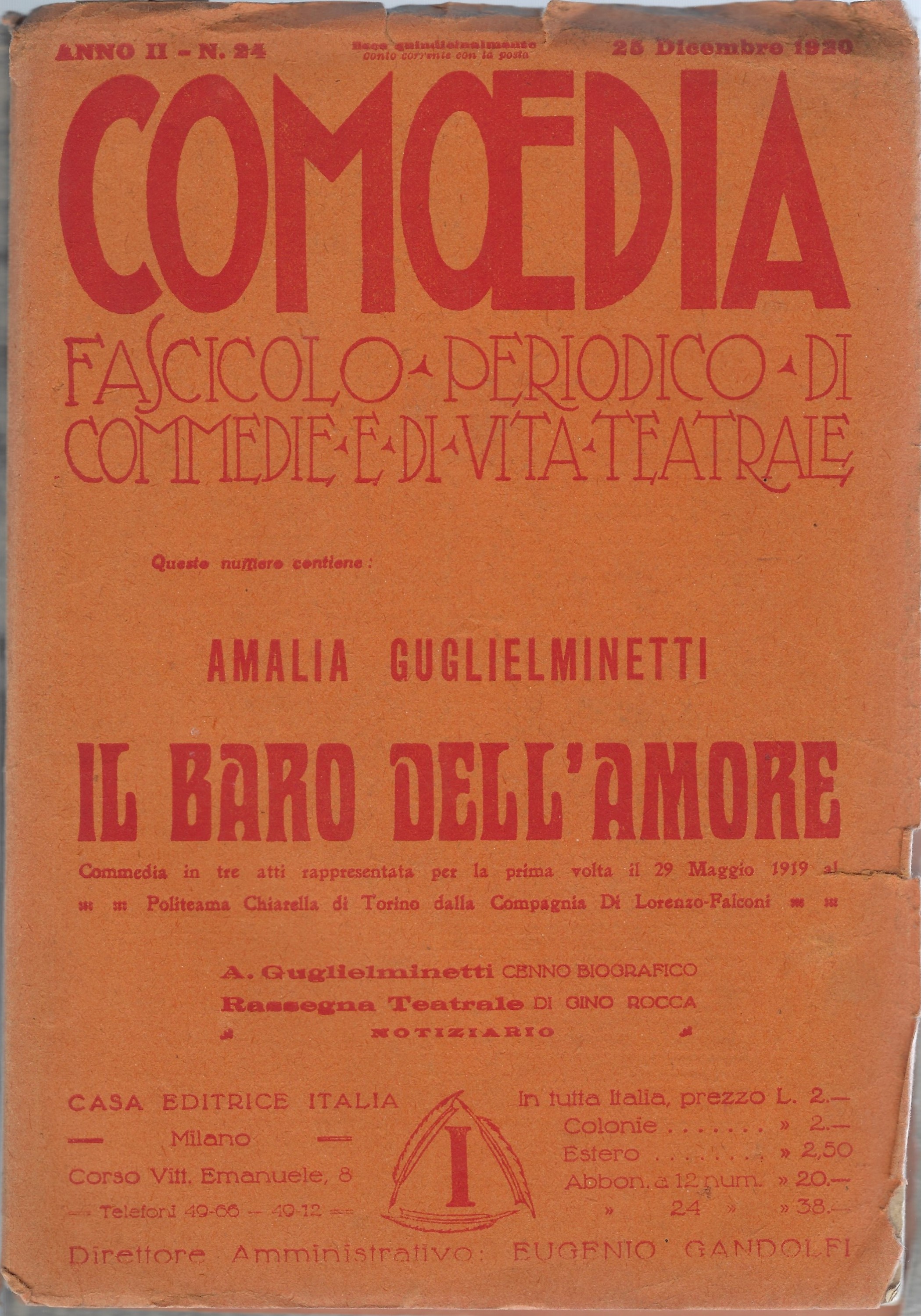 Comoedia - Periodico di commedie e di vita teatrale. N …