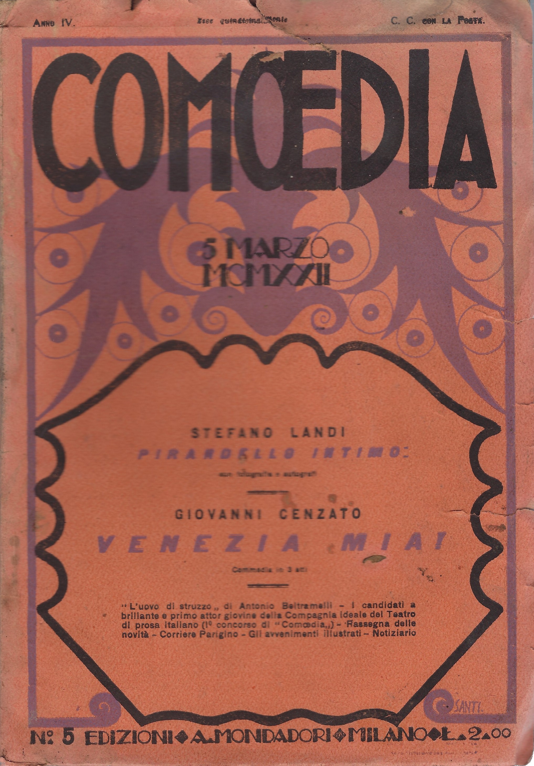 Comoedia - Periodico di commedie e di vita teatrale. N …