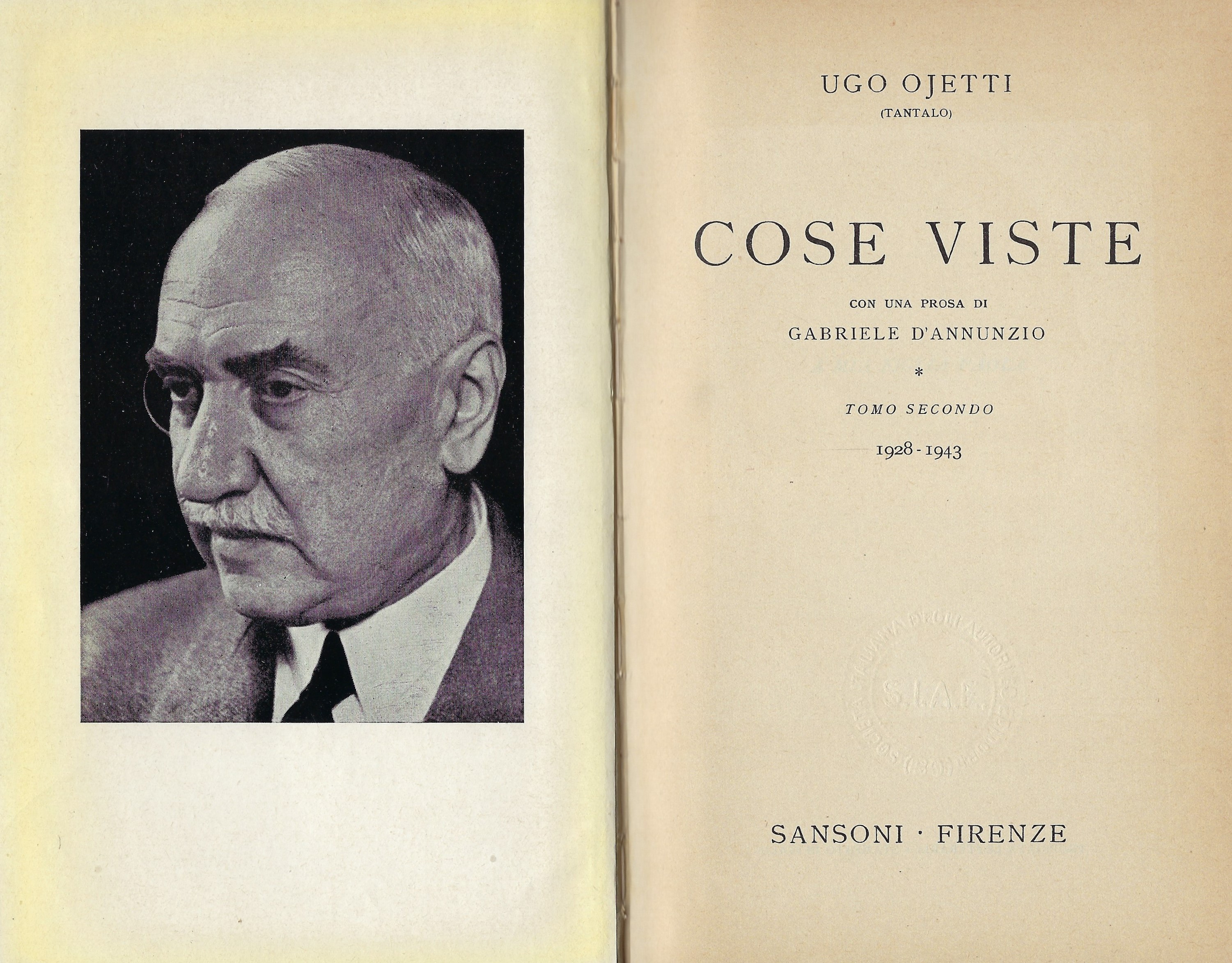 Cose viste 1928-1943 con una prosa di Gabriele D'annunzio - …