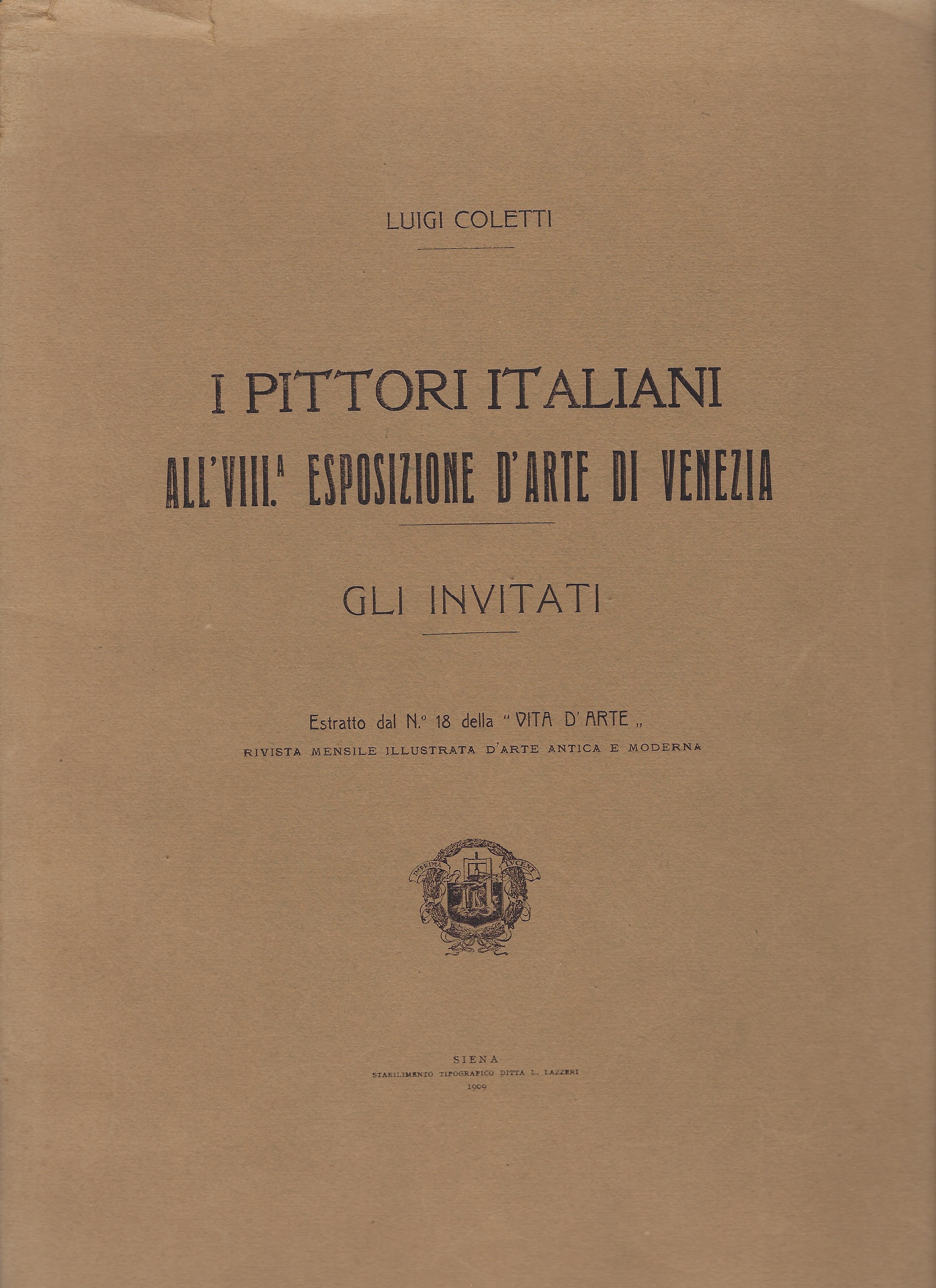 I pittori italiani all'VIII° Esposizione d'arte di Venezia. Gli invitati