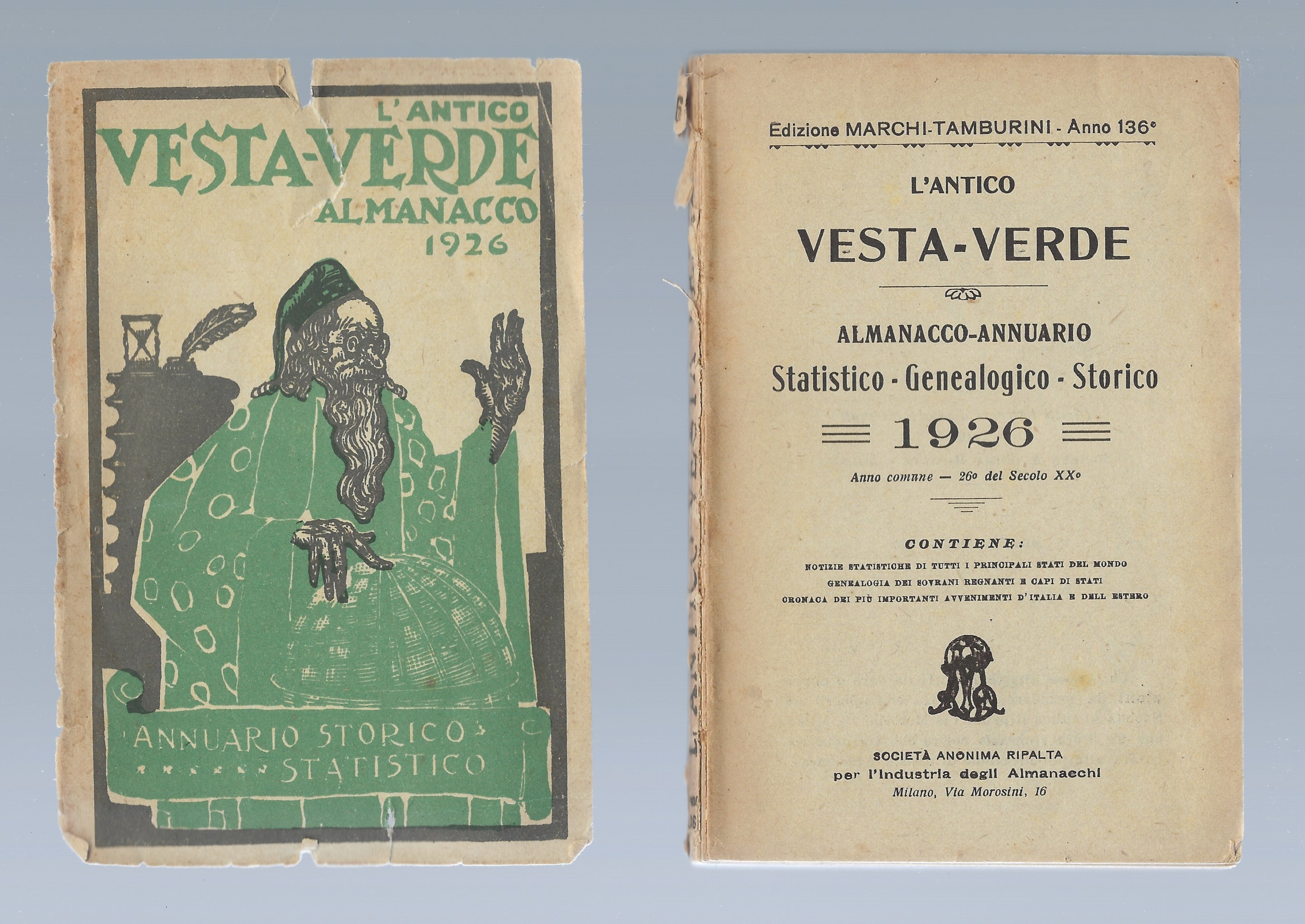 L'Antico "Vesta verde" Almanacco-Annuario statistico-genealogico-storico.