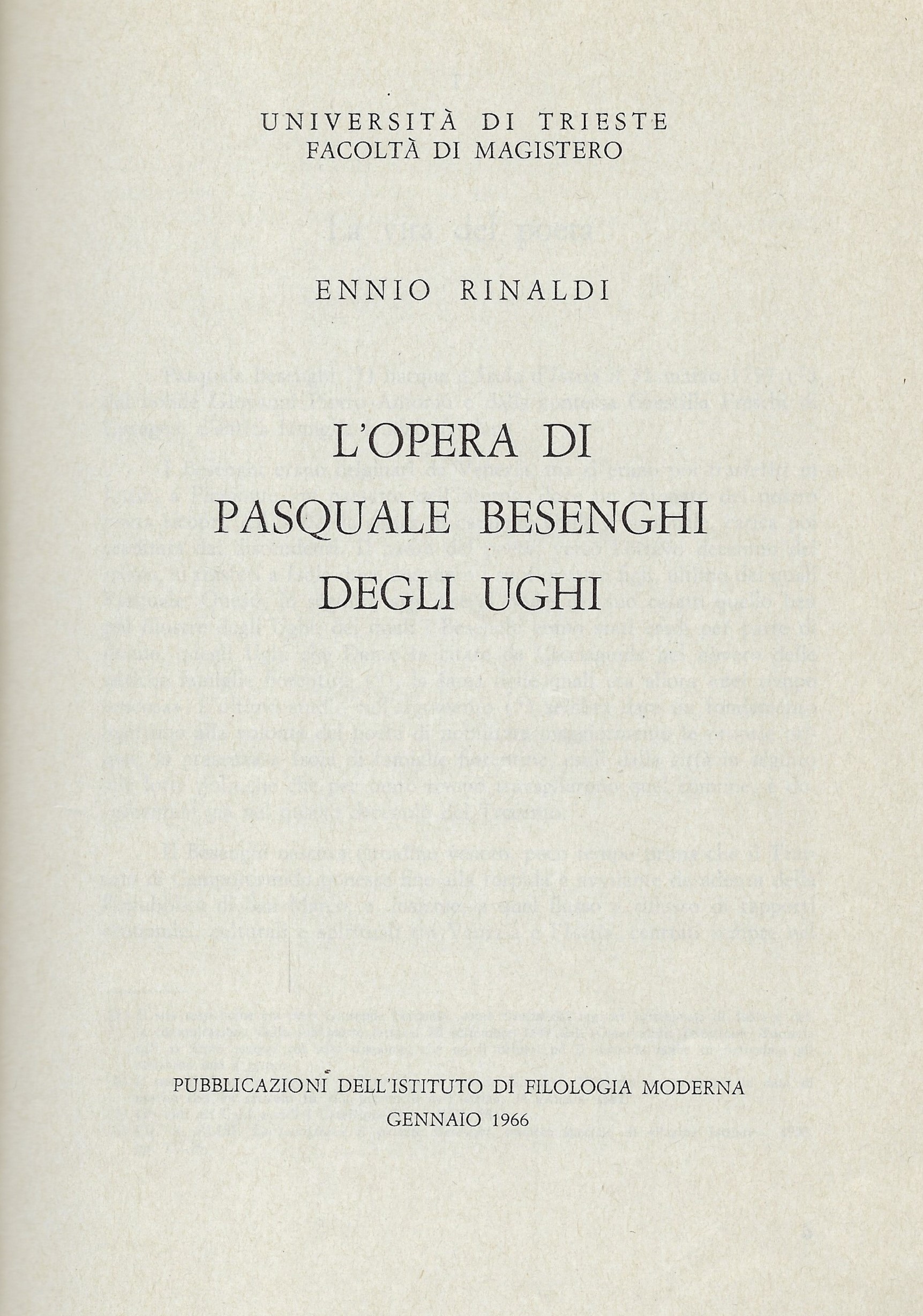 L'opera di Pasquale Besenghi degli Ughi