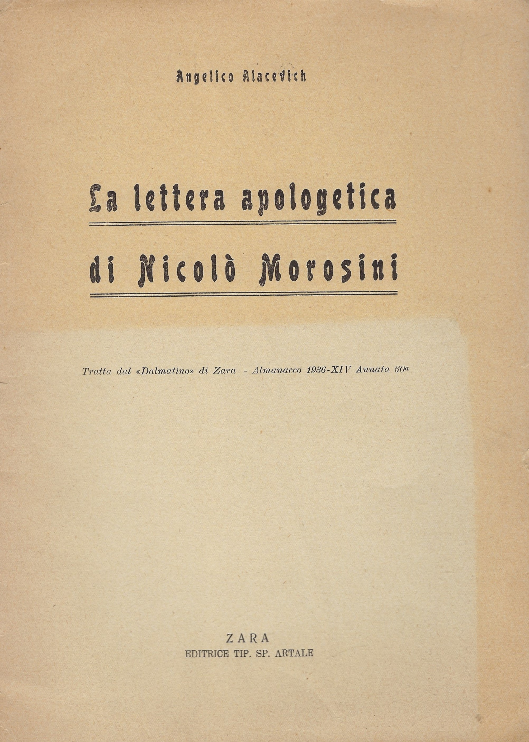 La lettera apologetica di Nicolò Morosini