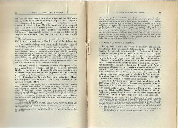 Le origini del socialismo a Firenze (1860-1880).