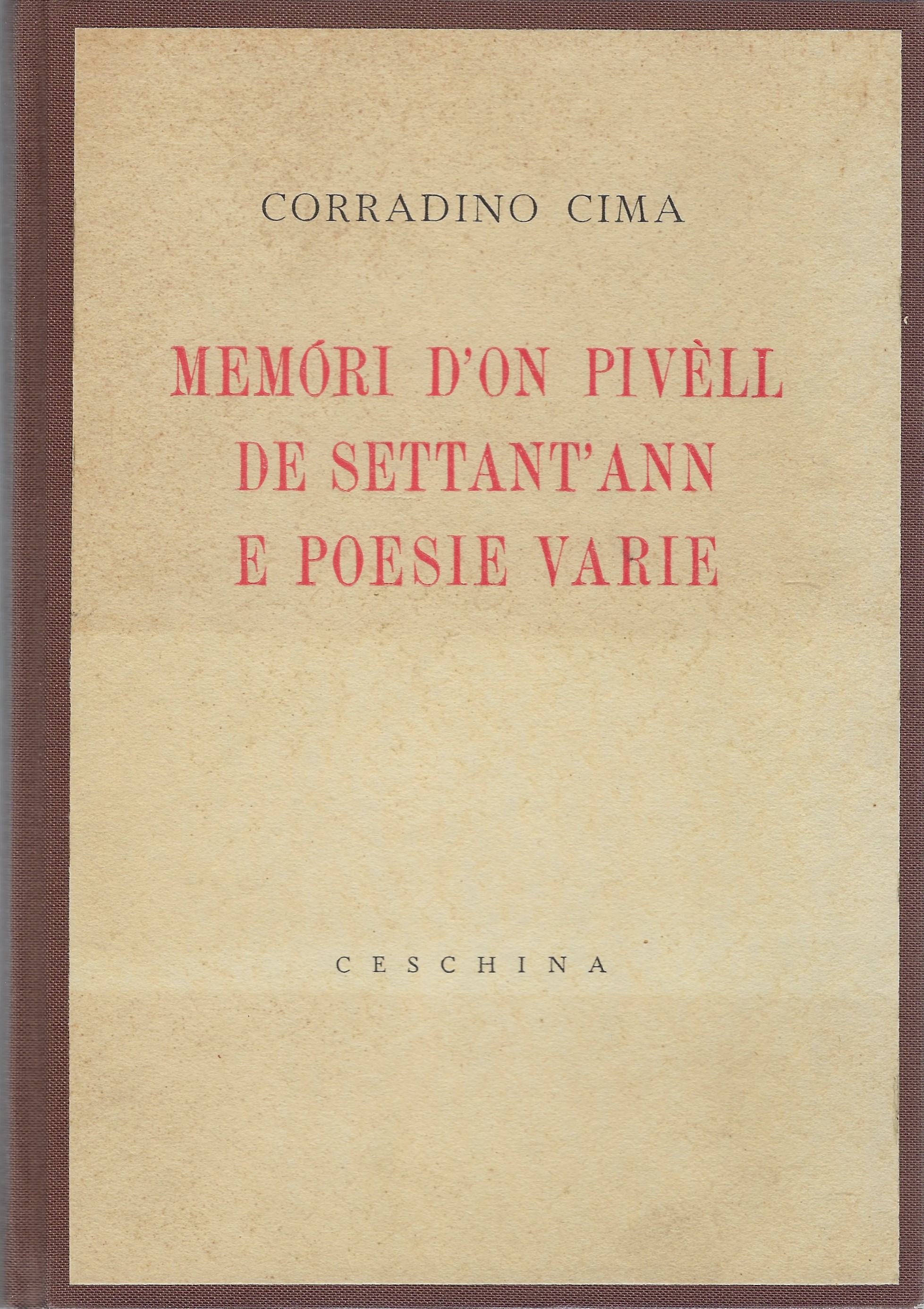 Memri d'on pivll de settant'ann e poesie varie