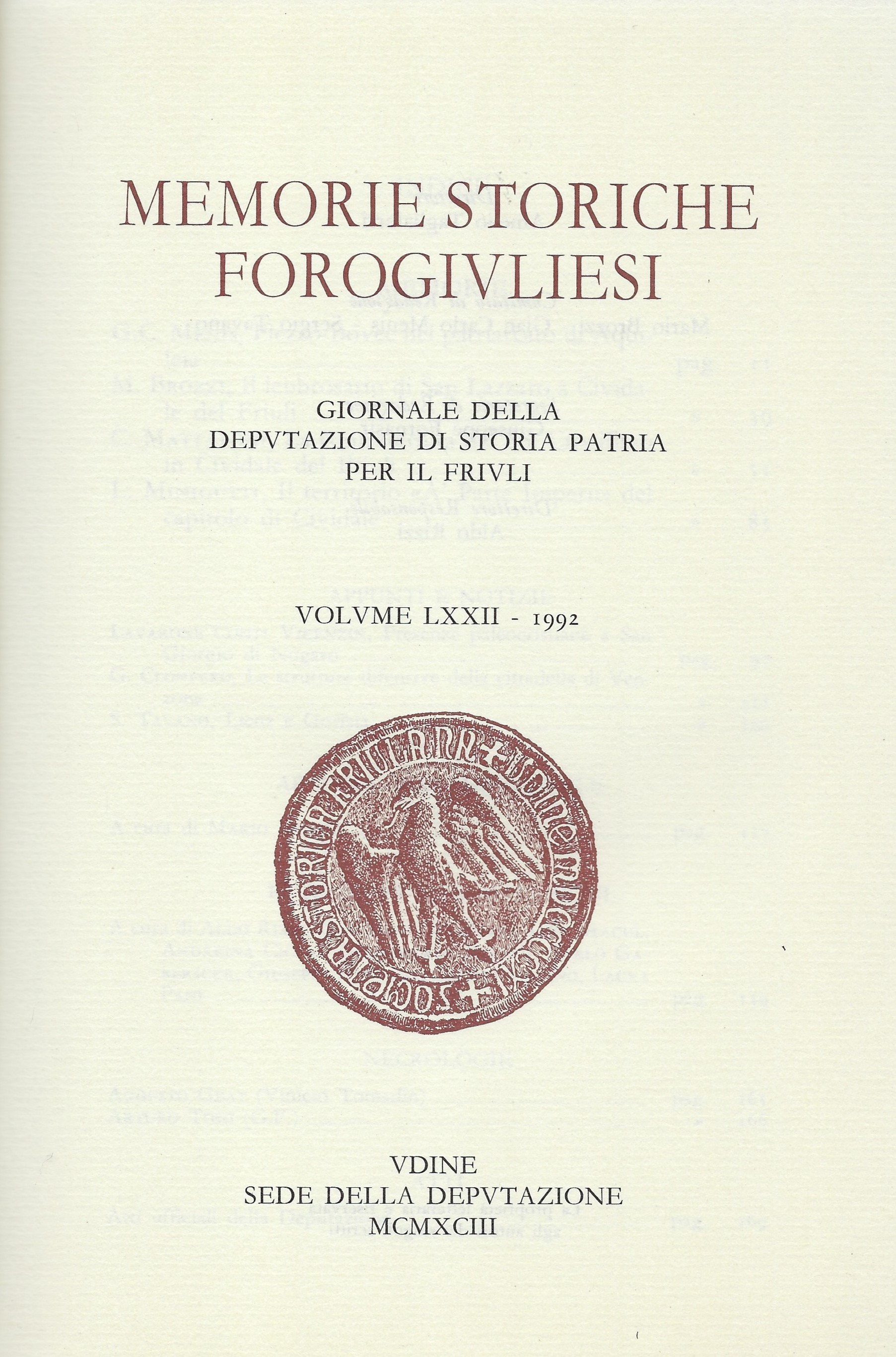 Memorie storiche forogiuliesi - Deputazione di storia patria per il …