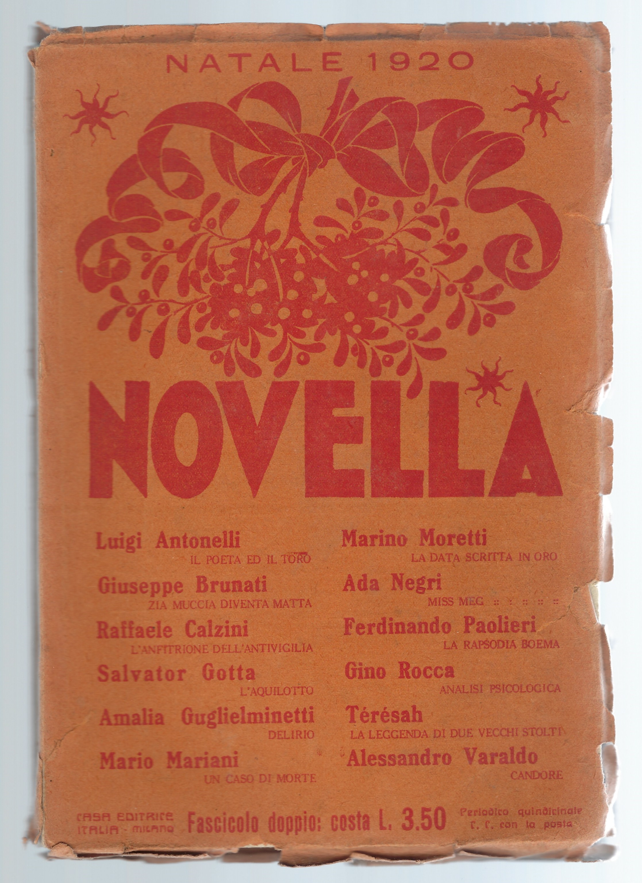 "Novella, fascicolo quindicinale di novelle" Anno II - n° 24 …