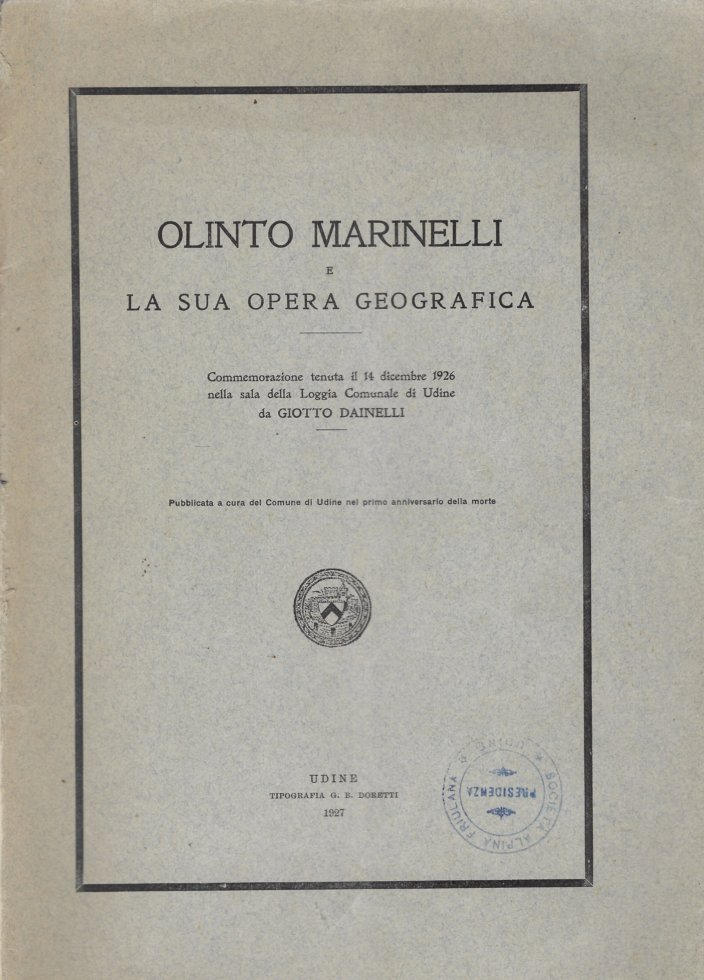 Olinto Marinelli e la sua opera geografica