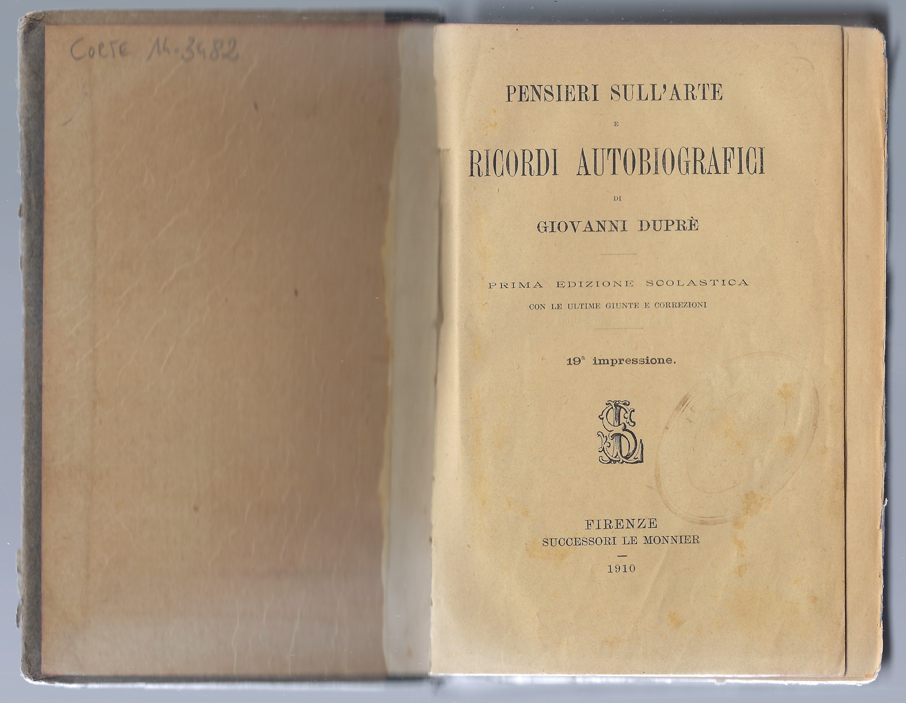 Pensieri sull'arte e ricordi autobiografici di Giovanni Duprè