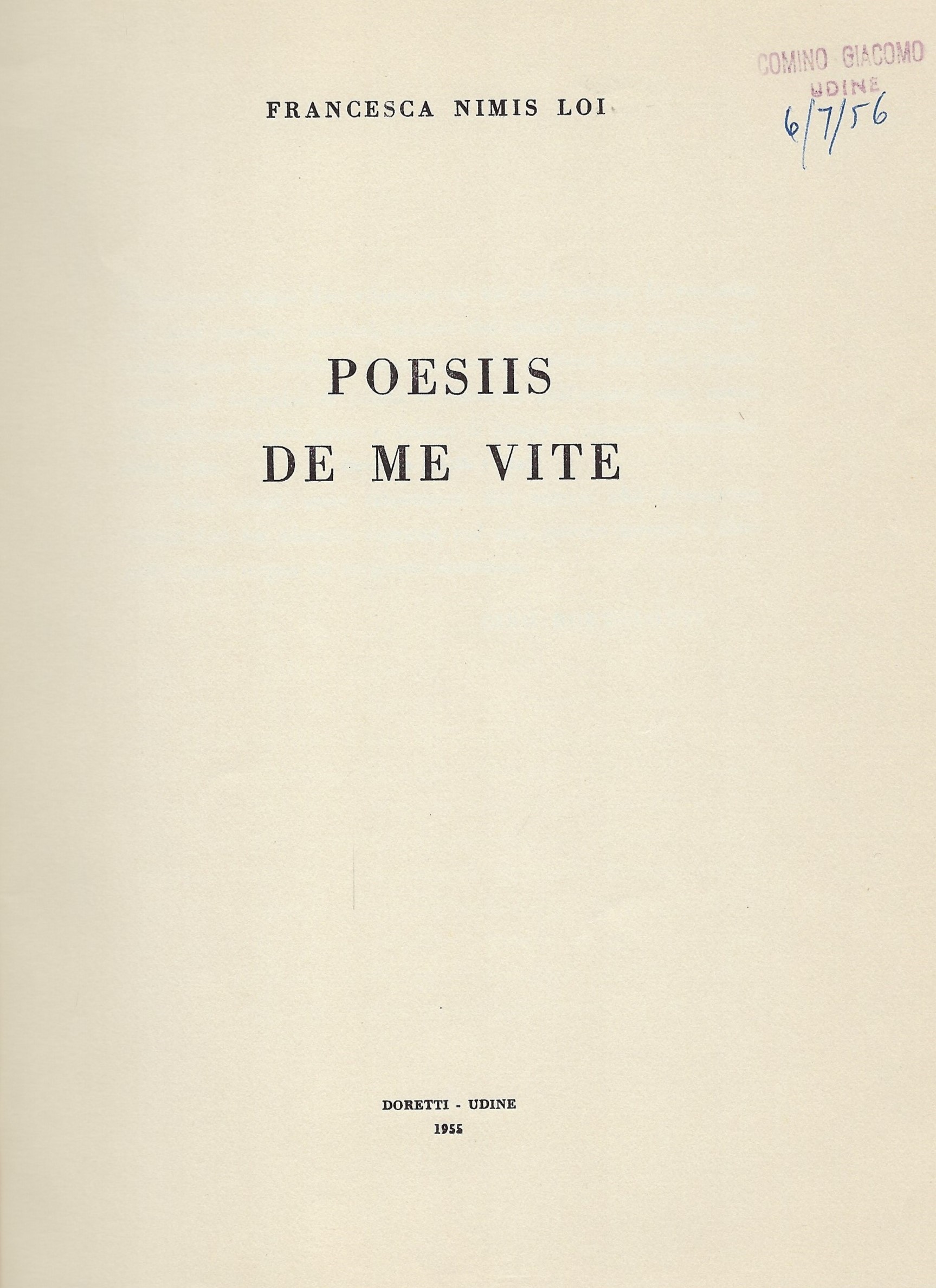 Poesiis de me vite di Francesca Nimis Loi