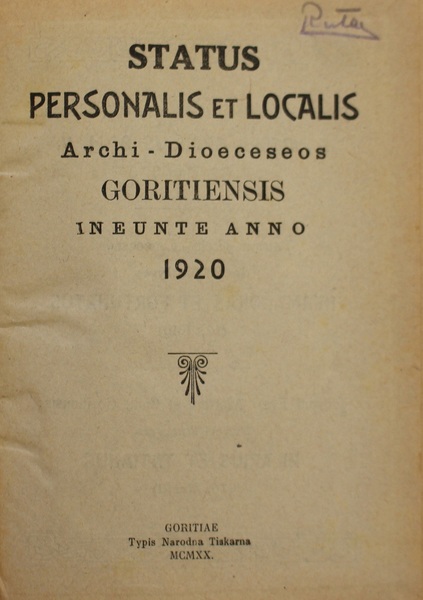 Status personalis et localis Archi-Dioeceseos Goritiensis ineunte anno 1920