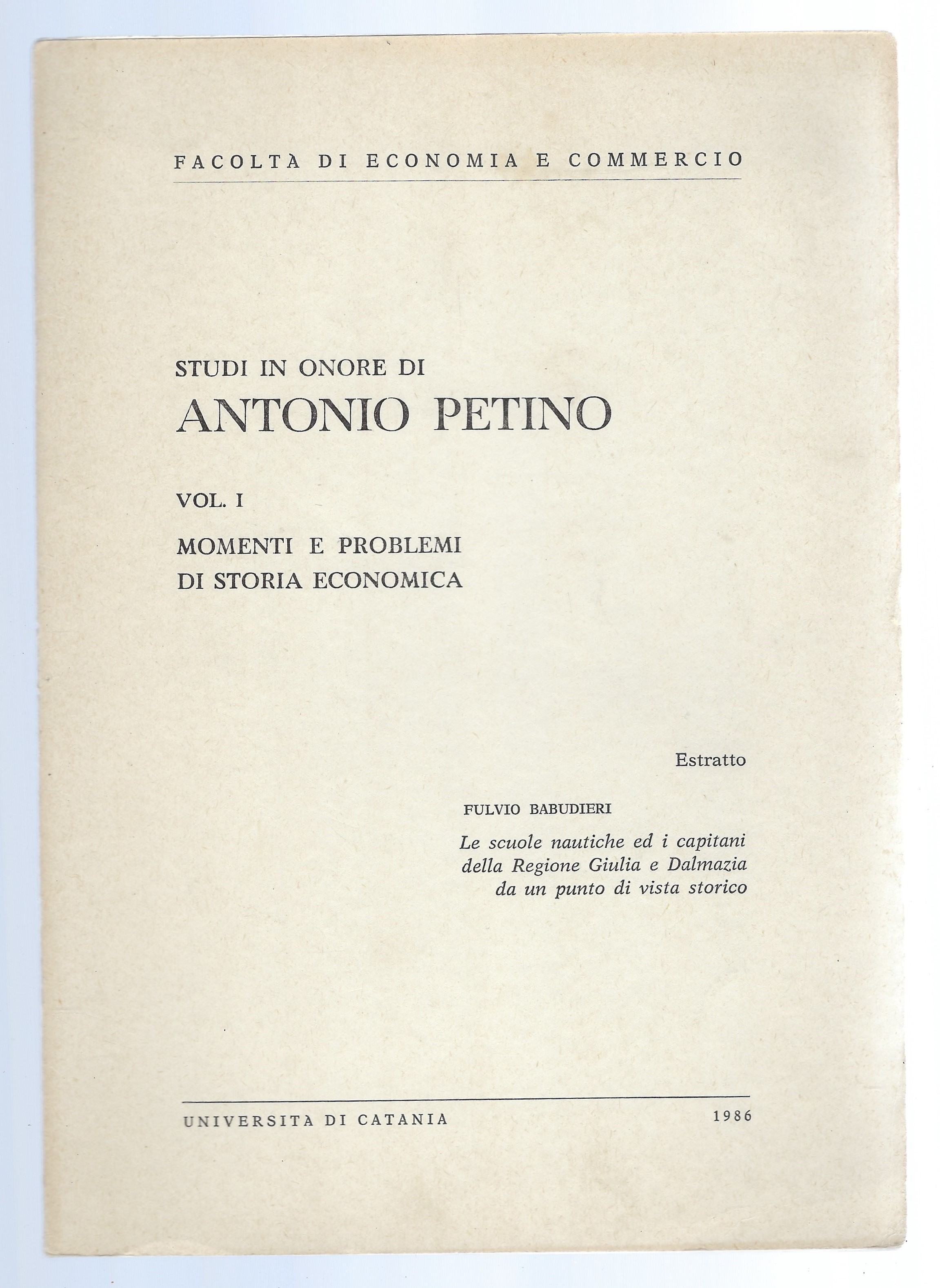 Studi in onore di Antonio Petino" Vol. I di Fulvio …