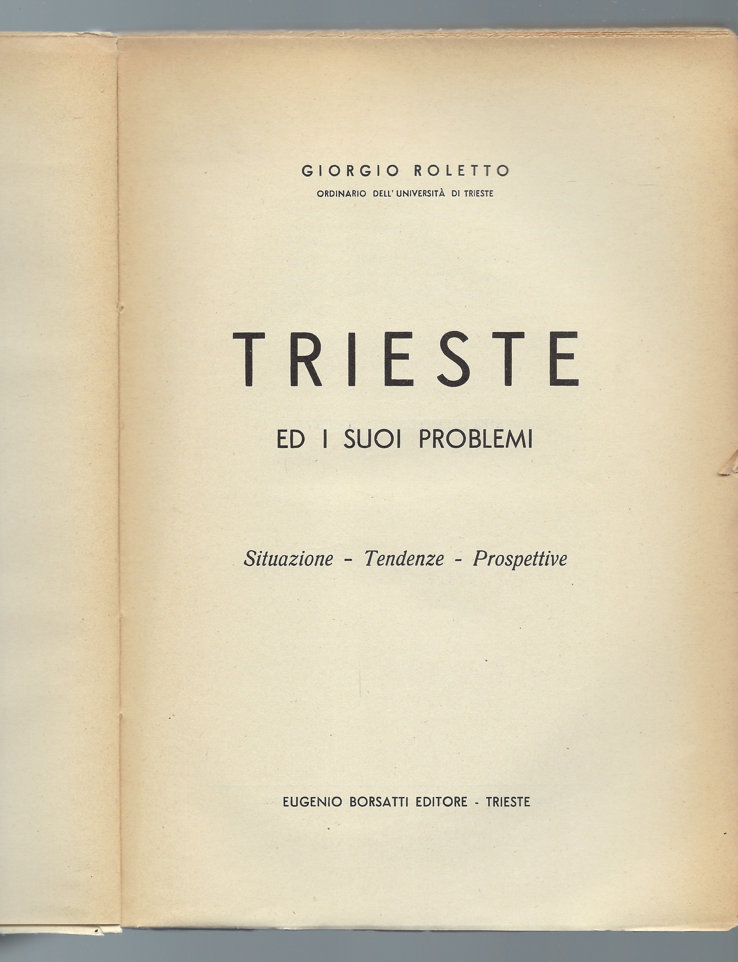 Trieste ed i suoi problemi Situazione - Tendenze - Prospettive