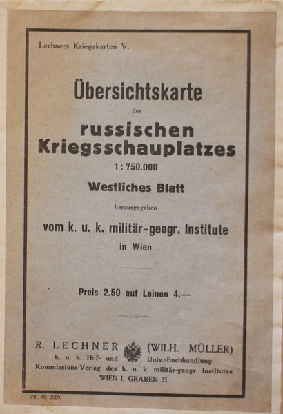 Ubersichtkarte des russischen Kriegsschauplatzes Westliches Blatt