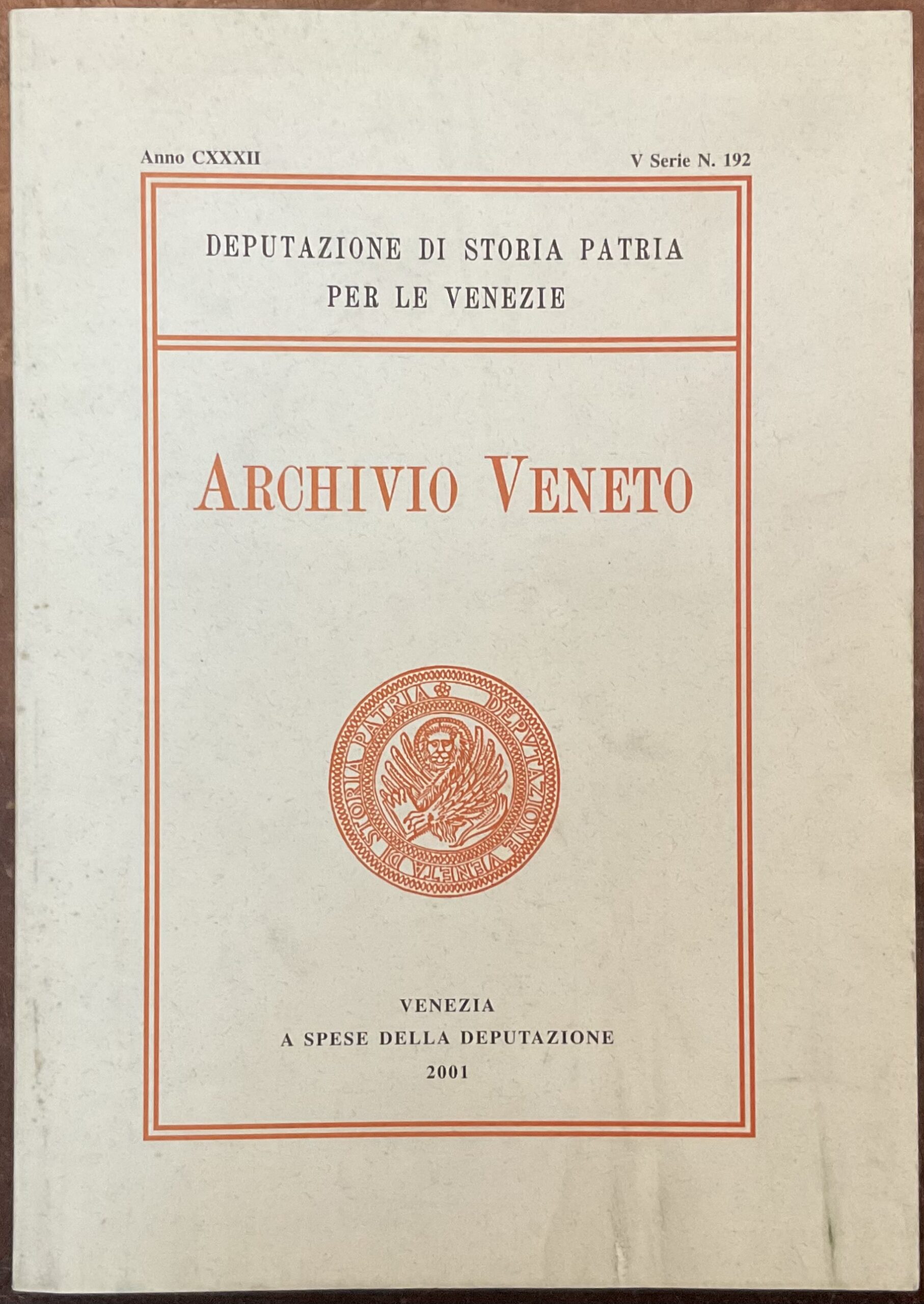 Archivio Veneto. Anno cxxxii, V serie N. 192