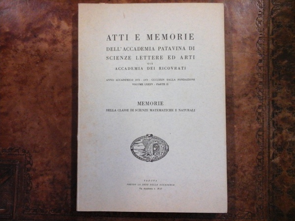ATTI E MEMORIE DELL'ACCADEMIA PATAVINA DI SCIENZE LETTERE ED ARTI …