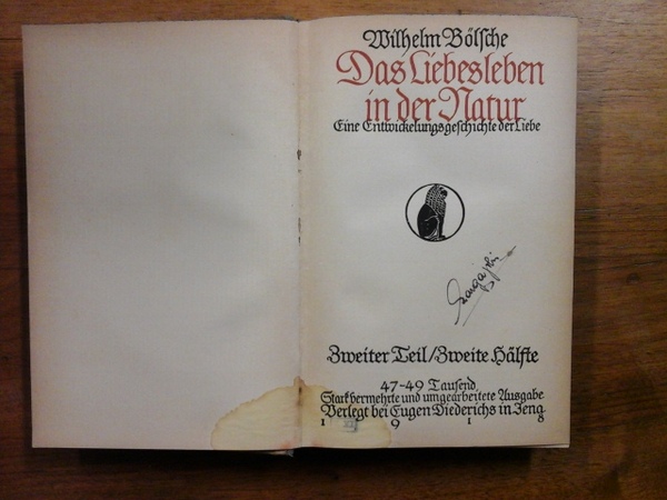 Das Liebesleben in der Natur. Eine Entwickelungs geschichte der Liebe. …