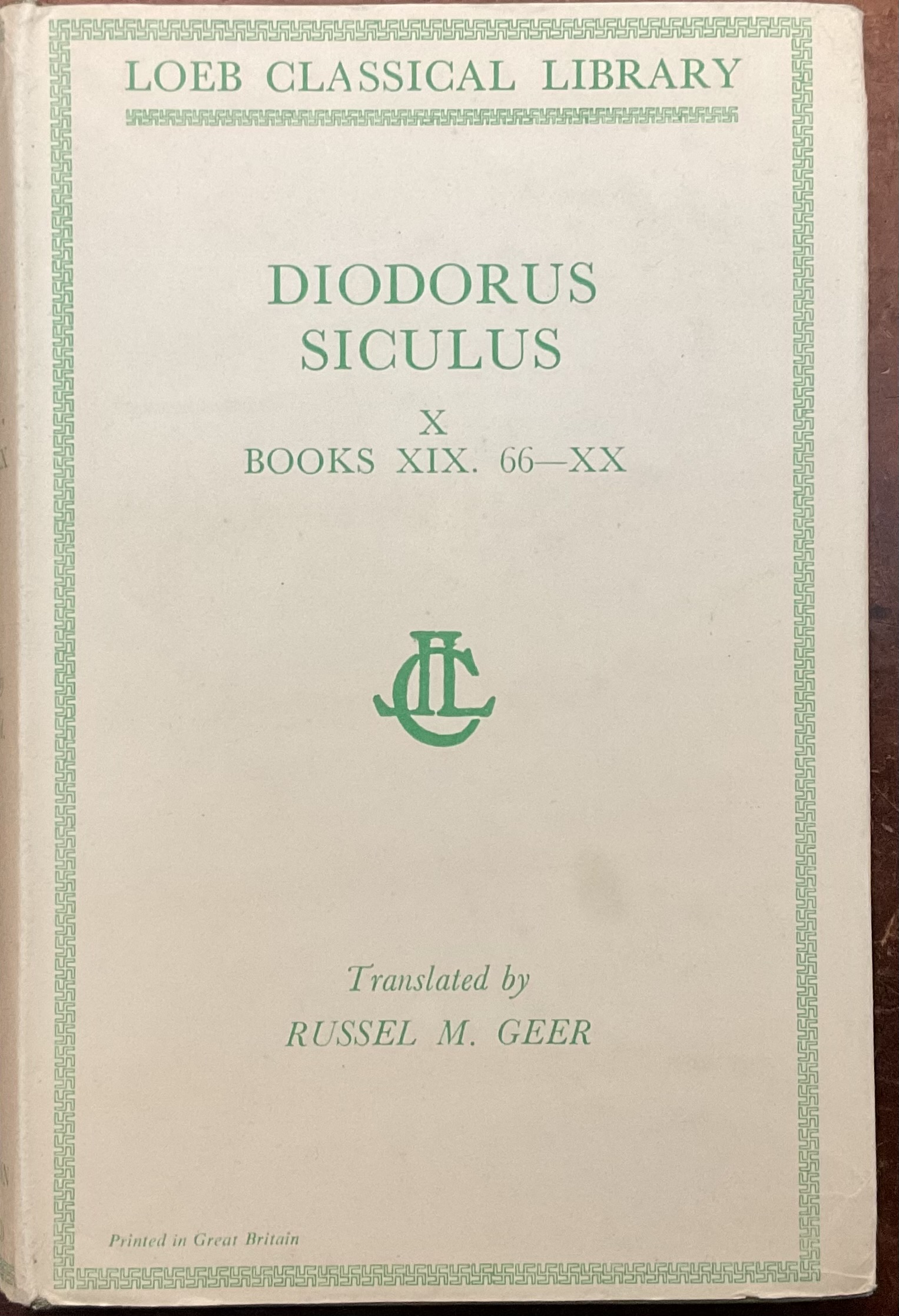 Diodorus Siculus. Volume X. Books XIX-XIX. 66-XX