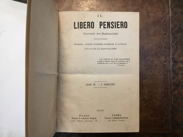 Il Libero Pensiero. Giornale dei Razionalisti. Filosofia, scienze storiche, giuridiche …