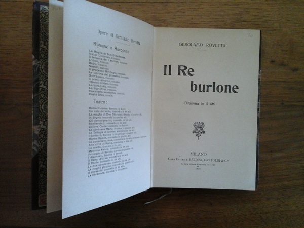 Il re burlone. Dramma in 4 atti