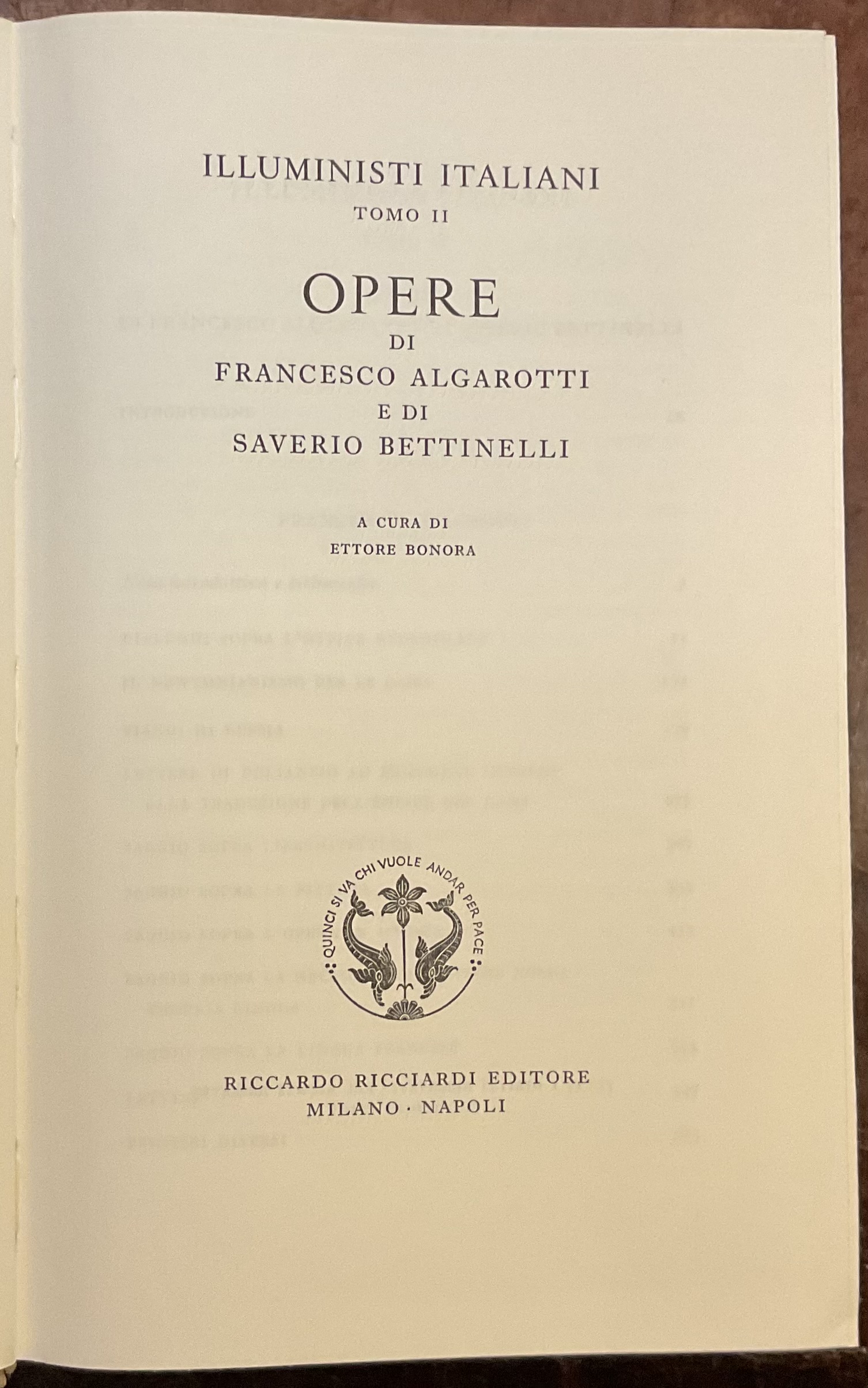 Illuministi italiani. Tomo II. Opere di Francesco Algarotti e di …