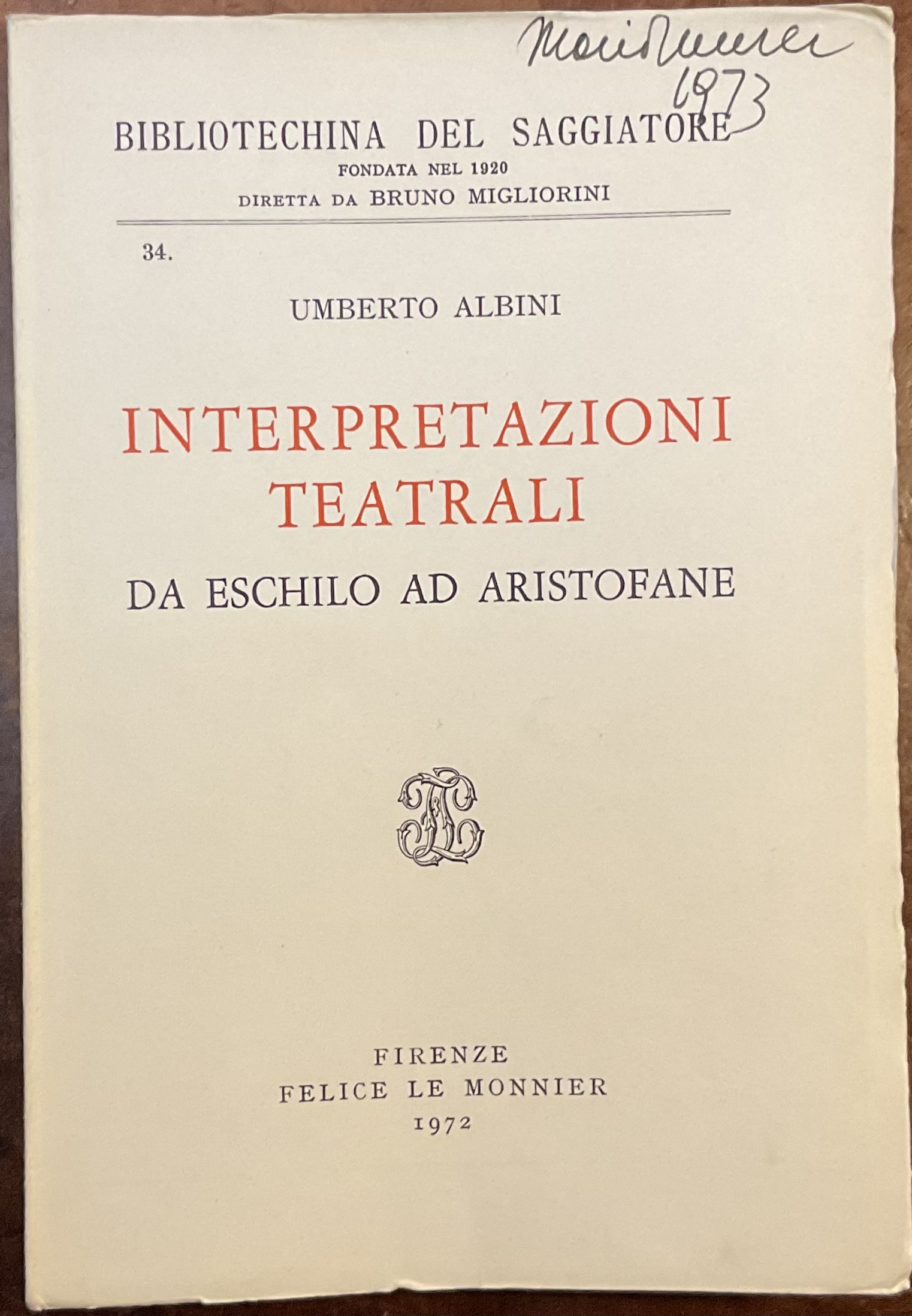 Interpretazioni teatrali da Eschilo ad Aristofane