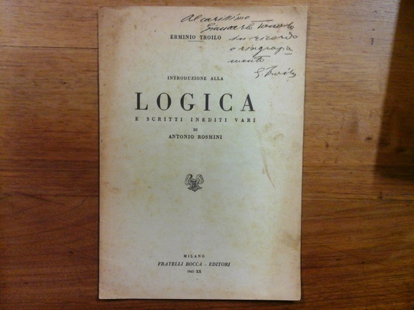 Introduzione alla logica e scritti inediti vari di Antonio Rosmini