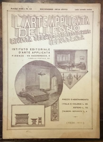 L’Arte applicata del legno. Rivista tecnico professionale illustrata. Anno VIII. …