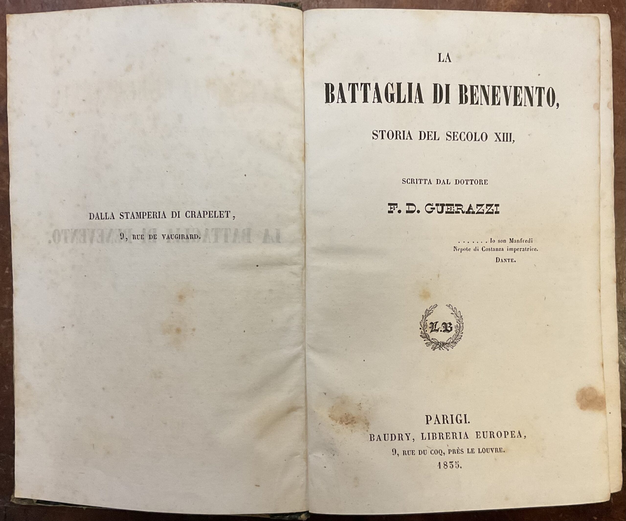 La battaglia di Benevento. Storia del secolo XIII