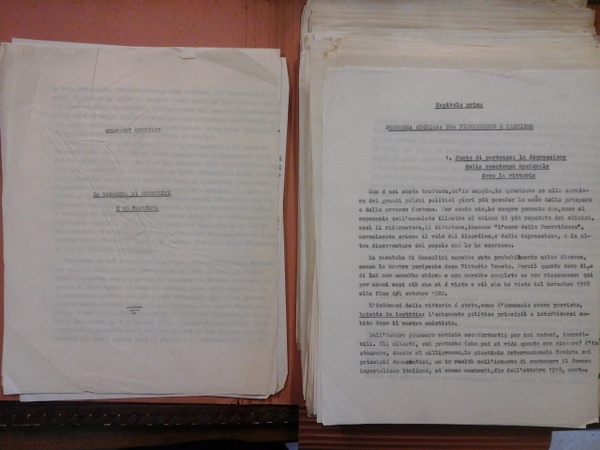 La parabola di Mussolini e il fascismo. Dattiloscritto