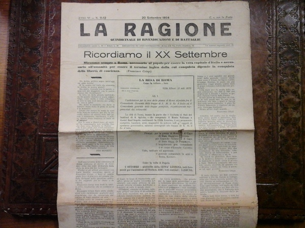 La Ragione. Quindicinale di rivendicazioni e di battaglie. Anno vi …