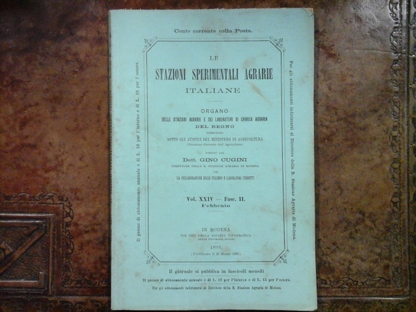 Le Stazioni Sperimentali Agrarie Italiane. Vol. XXIV - Fasc. II. …