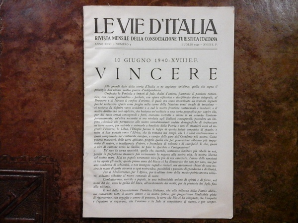 Le Vie d'Italia. Vincere (editoriale della C.T.I.) e articolo "I …