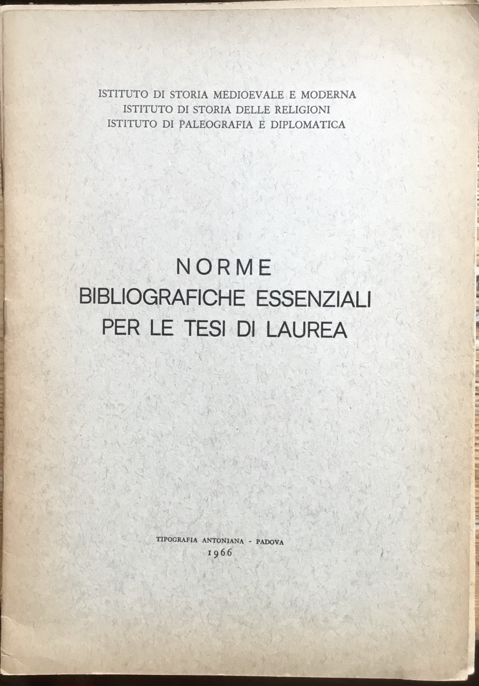 Norme bibliografiche essenziali per le tesi di laurea
