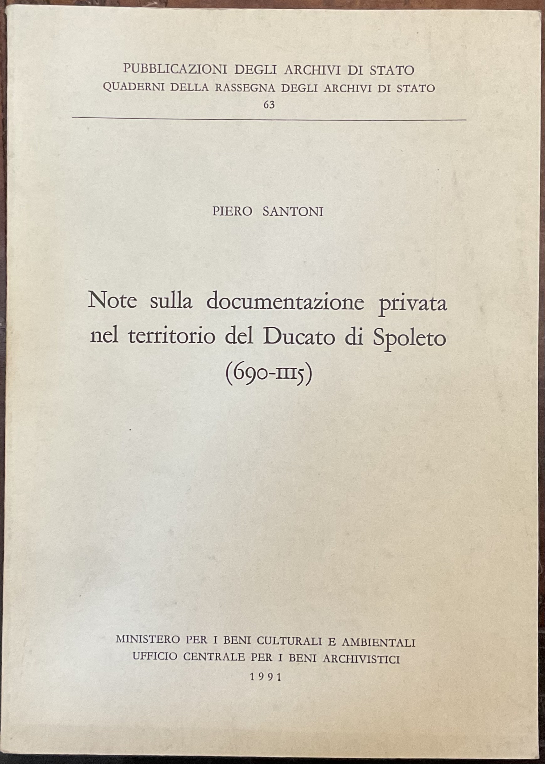 Note sulla documentazione privata nel territorio del Ducato di Spoleto …