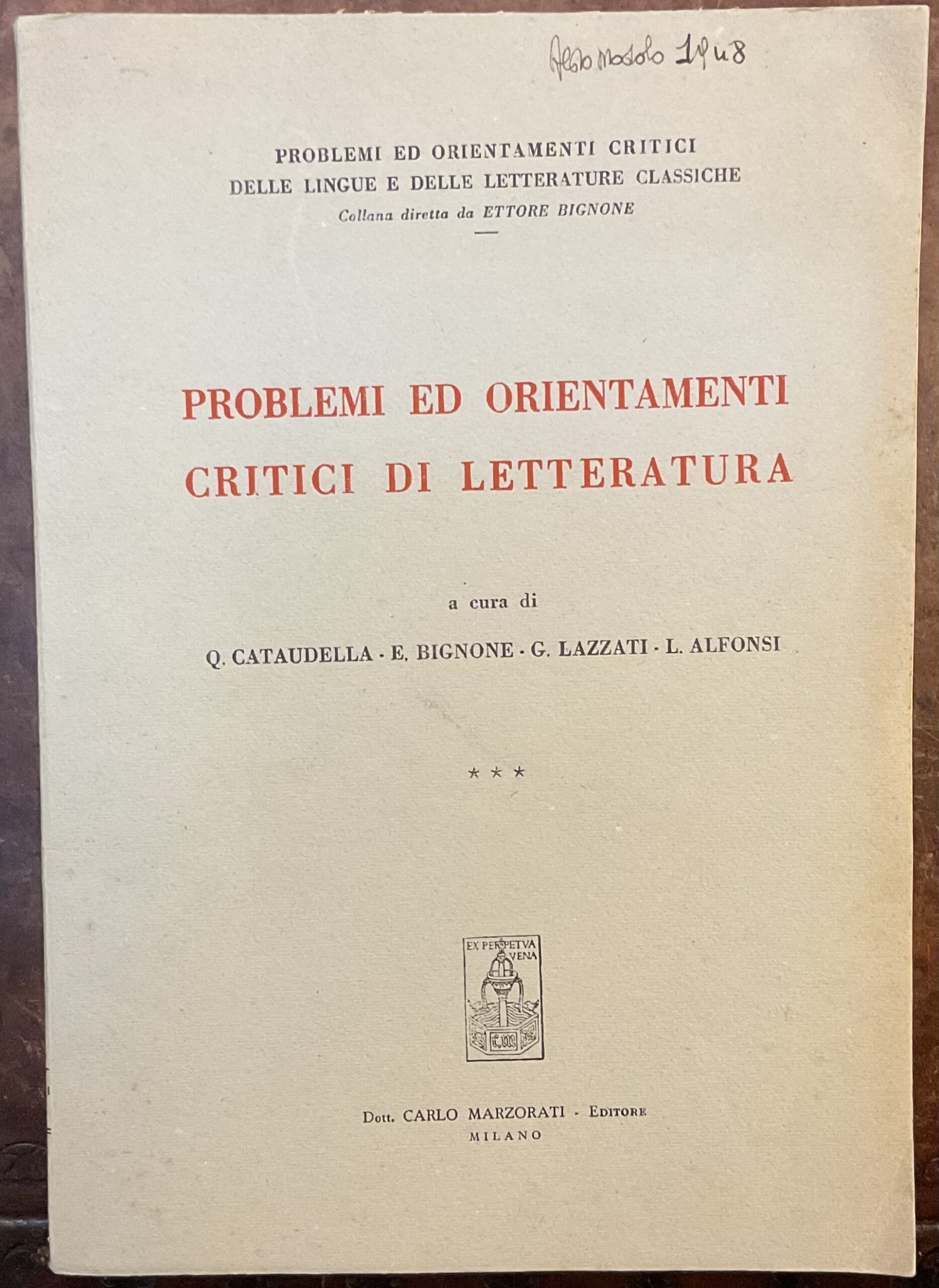 Problemi ed orientamenti critici di letteratura