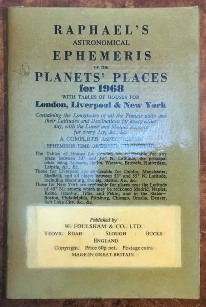 Raphael’s astronomical ephemeris of the planets’ place for 1968