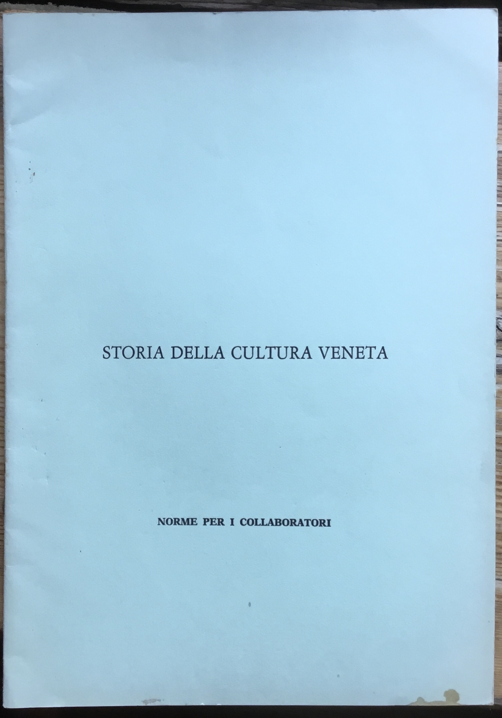 Storia della cultura veneta. Norme per i collaboratori