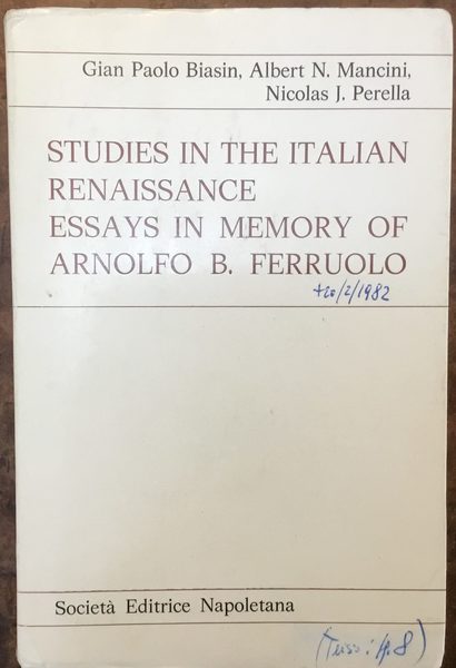 Studies in the italian Renaissance. Essays in memory of Arnolfo …