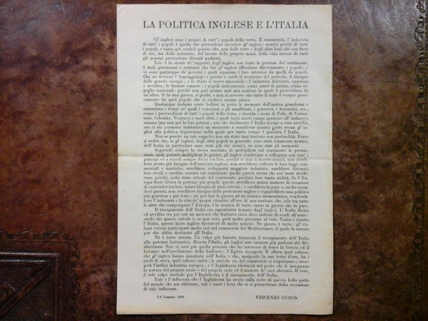 Volantino anti britannico. LA POLITICA INGLESE E L'ITALIA