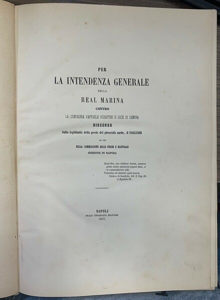 Per la intendenza generale della Rela Marina contro la compagnia …