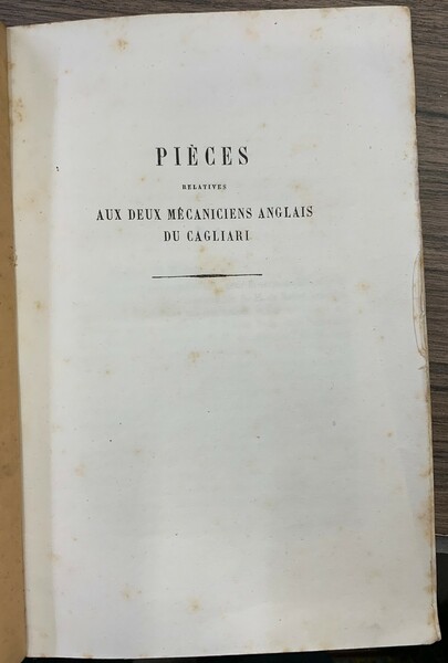 Pieces relatives aux mecanichens anglais de Cagliari.